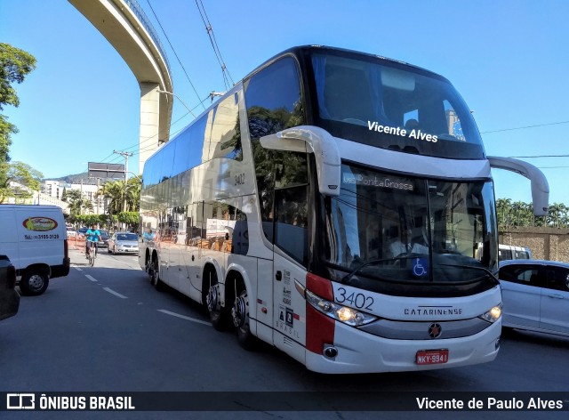 Auto Viação Catarinense 3402 na cidade de Aparecida, São Paulo, Brasil, por Vicente de Paulo Alves. ID da foto: 6824734.