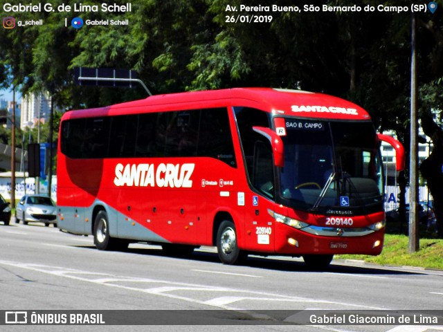 Viação Santa Cruz 209140 na cidade de São Bernardo do Campo, São Paulo, Brasil, por Gabriel Giacomin de Lima. ID da foto: 6830198.