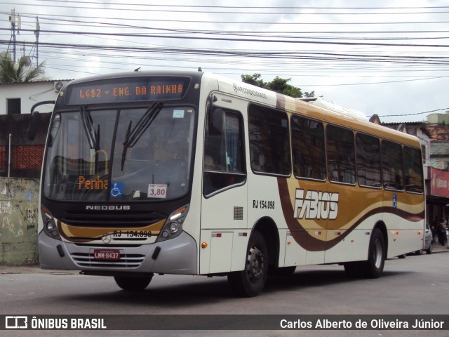 Transportes Fabio's RJ 154.098 na cidade de Rio de Janeiro, Rio de Janeiro, Brasil, por Carlos Alberto de Oliveira Júnior. ID da foto: 6827694.