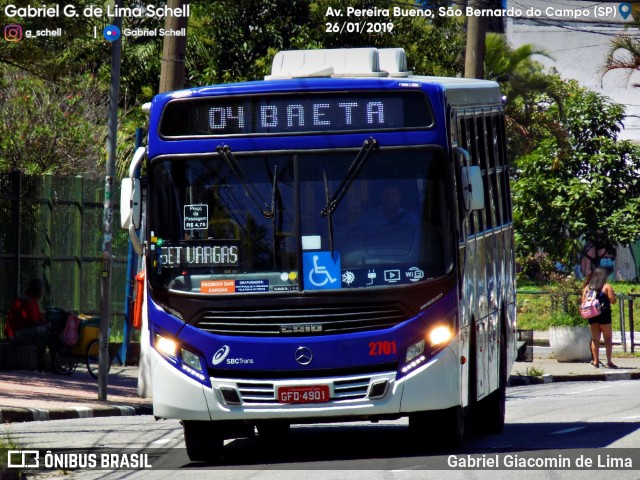 SBC Trans 2701 na cidade de São Bernardo do Campo, São Paulo, Brasil, por Gabriel Giacomin de Lima. Número da foto: #6832393.