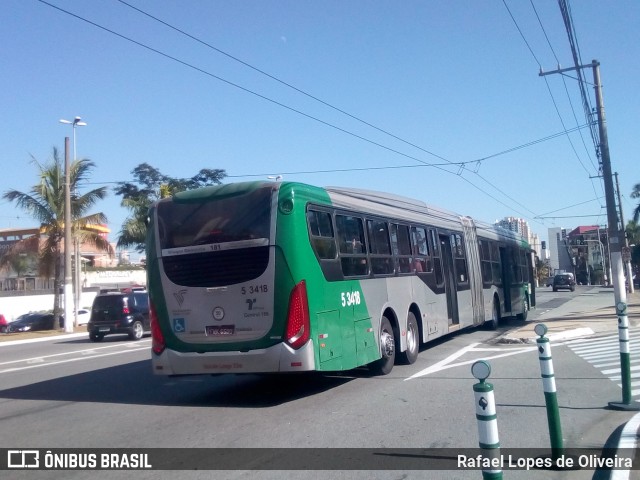 Via Sudeste Transportes S.A. 5 3418 na cidade de São Paulo, São Paulo, Brasil, por Rafael Lopes de Oliveira. ID da foto: 6838244.