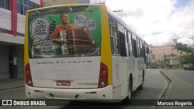 Coletivo Transportes 3698 na cidade de Caruaru, Pernambuco, Brasil, por Marcos Rogerio. ID da foto: 6834896.