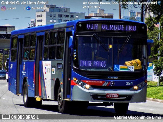 Trans Bus Transportes Coletivos 394 na cidade de São Bernardo do Campo, São Paulo, Brasil, por Gabriel Giacomin de Lima. Número da foto: #6842705.