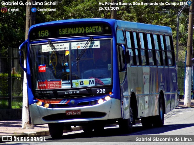 Expresso SBC 236 na cidade de São Bernardo do Campo, São Paulo, Brasil, por Gabriel Giacomin de Lima. Número da foto: #6846071.