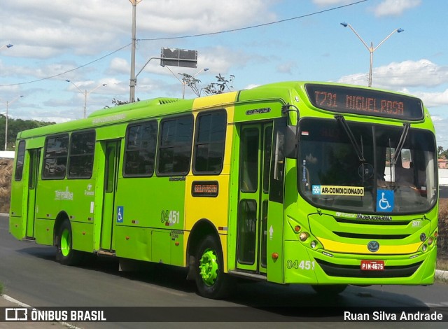 Transcol Transportes Coletivos 04451 na cidade de Teresina, Piauí, Brasil, por Ruan Silva Andrade. Número da foto: #6845299.