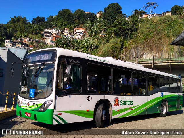 Viação Piracicabana Santos 4324 na cidade de Santos, São Paulo, Brasil, por Adam Xavier Rodrigues Lima. ID da foto: 6845701.