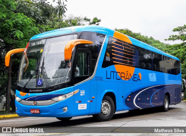 Litorânea Transportes Coletivos 5102 na cidade de São Paulo, São Paulo, Brasil, por Matheus dos Anjos Silva. ID da foto: 6781057.