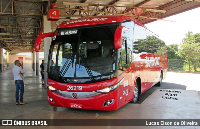 Viação Santa Cruz 26219 na cidade de Alfenas, Minas Gerais, Brasil, por Lucas Elson de Oliveira. ID da foto: 6779677.