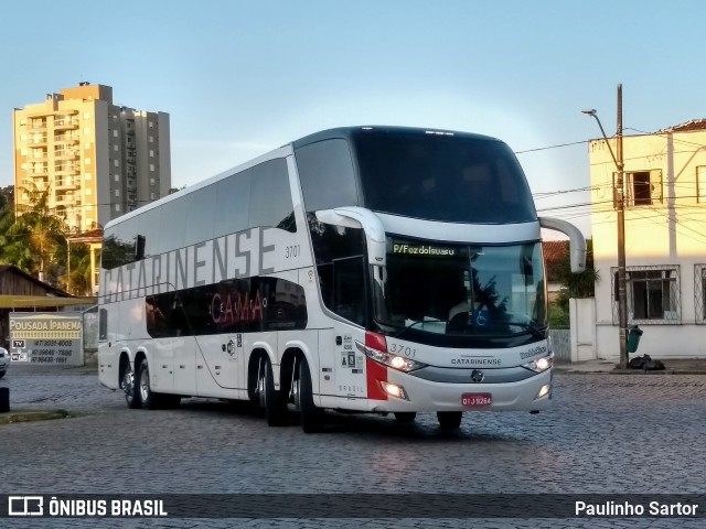 Auto Viação Catarinense 3701 na cidade de Joinville, Santa Catarina, Brasil, por Paulinho Sartor. ID da foto: 6851195.