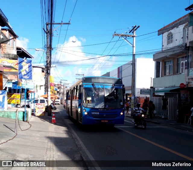 Concessionária Salvador Norte - CSN Transportes 10908 na cidade de Salvador, Bahia, Brasil, por Matheus Zeferino. ID da foto: 6850464.