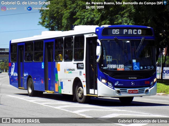 SBC Trans 3119 na cidade de São Bernardo do Campo, São Paulo, Brasil, por Gabriel Giacomin de Lima. ID da foto: 6851363.