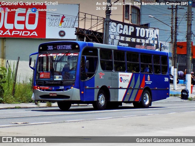 Auto Viação ABC 209 na cidade de São Bernardo do Campo, São Paulo, Brasil, por Gabriel Giacomin de Lima. ID da foto: 6873815.