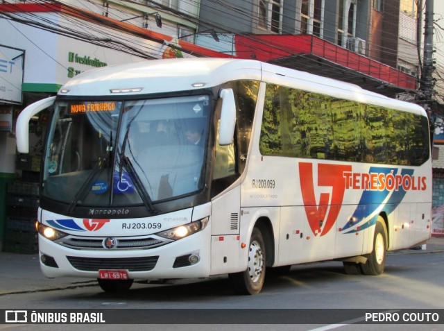 Viação Teresópolis RJ 203.059 na cidade de Teresópolis, Rio de Janeiro, Brasil, por PEDRO COUTO. ID da foto: 6879948.