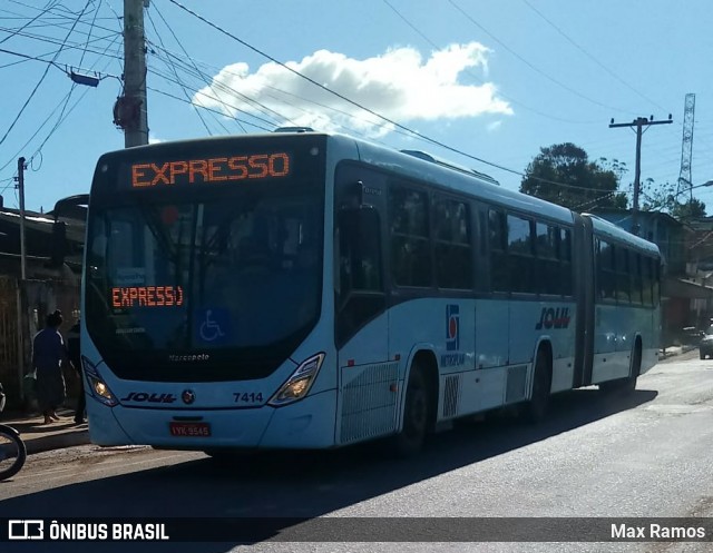 SOUL - Sociedade de Ônibus União Ltda. 7414 na cidade de Alvorada, Rio Grande do Sul, Brasil, por Max Ramos. ID da foto: 6884257.