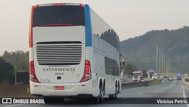 Auto Viação Catarinense 3406 na cidade de Araquari, Santa Catarina, Brasil, por Vinicius Petris. ID da foto: 6884300.