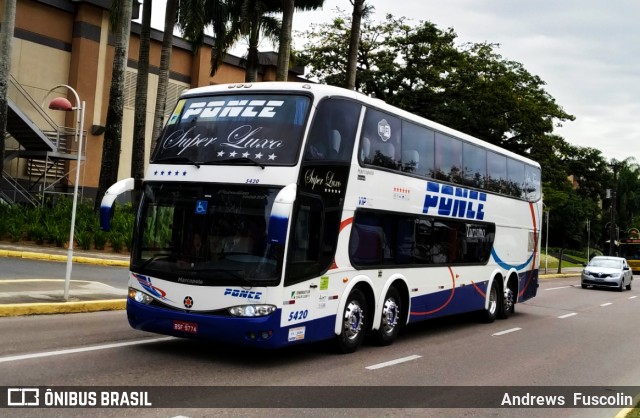 Ponce Turismo 5420 na cidade de Joinville, Santa Catarina, Brasil, por Andrews  Fuscolin. ID da foto: 6890322.