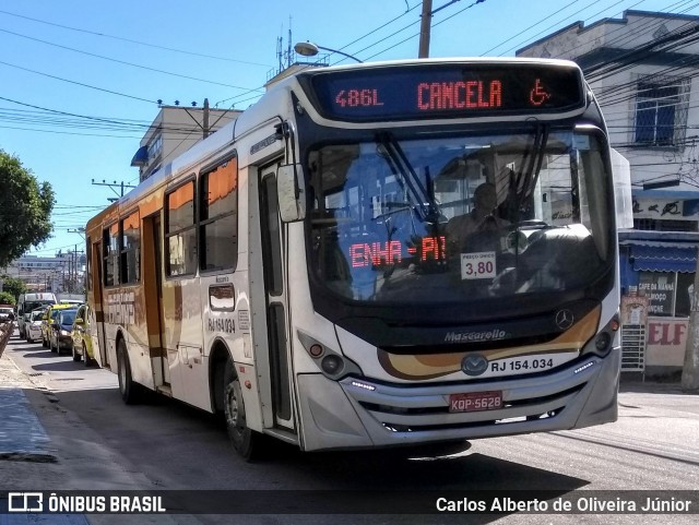Transportes Fabio's RJ 154.034 na cidade de Rio de Janeiro, Rio de Janeiro, Brasil, por Carlos Alberto de Oliveira Júnior. Número da foto: #6890726.