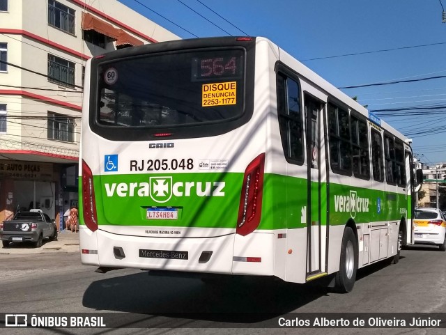 Viação Vera Cruz RJ 205.048 na cidade de Rio de Janeiro, Rio de Janeiro, Brasil, por Carlos Alberto de Oliveira Júnior. ID da foto: 6890693.