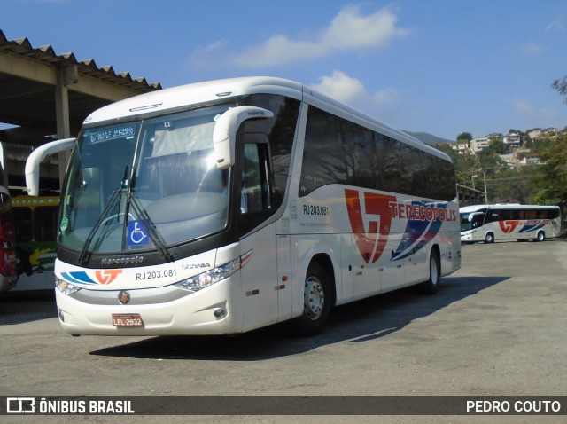 Viação Teresópolis RJ 203.081 na cidade de Teresópolis, Rio de Janeiro, Brasil, por PEDRO COUTO. ID da foto: 6893201.