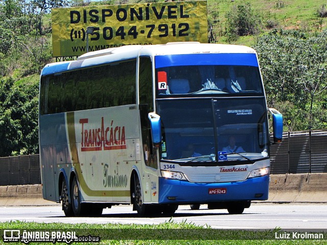 TransAcácia Turismo 3344 na cidade de Aparecida, São Paulo, Brasil, por Luiz Krolman. ID da foto: 6895214.