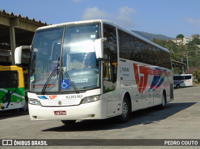 Viação Teresópolis RJ 203.063 na cidade de Teresópolis, Rio de Janeiro, Brasil, por PEDRO COUTO. ID da foto: 6895196.