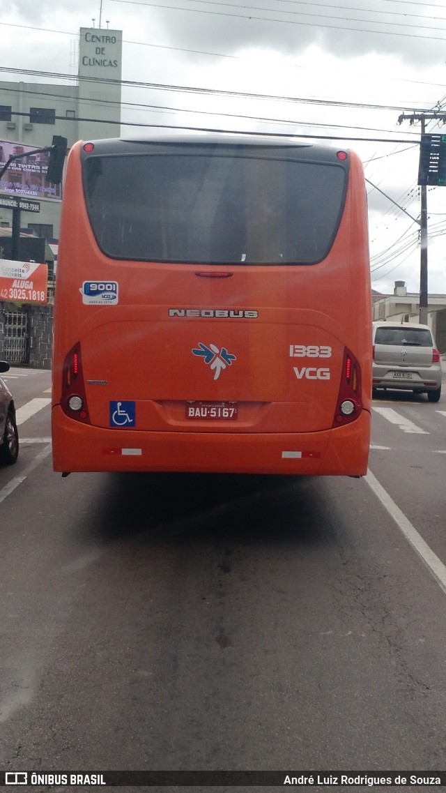 VCG - Viação Campos Gerais 1383 na cidade de Ponta Grossa, Paraná, Brasil, por André Luiz Rodrigues de Souza. ID da foto: 6901793.