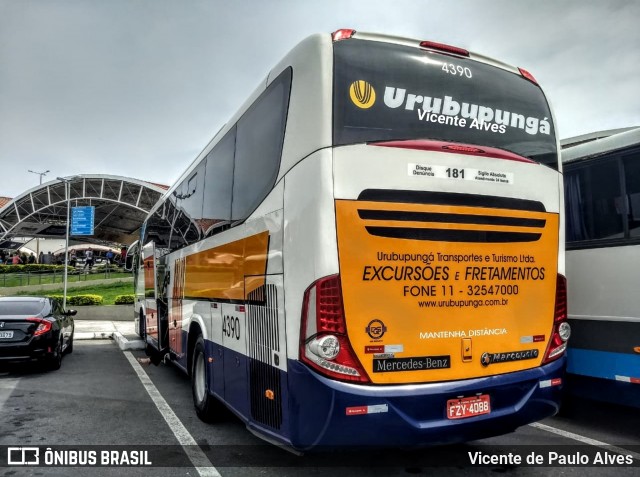 Auto Viação Urubupungá 4390 na cidade de Aparecida, São Paulo, Brasil, por Vicente de Paulo Alves. ID da foto: 6902798.