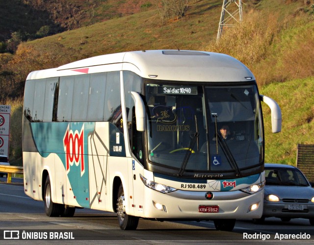 Auto Viação 1001 RJ 108.489 na cidade de Aparecida, São Paulo, Brasil, por Rodrigo  Aparecido. ID da foto: 6907432.