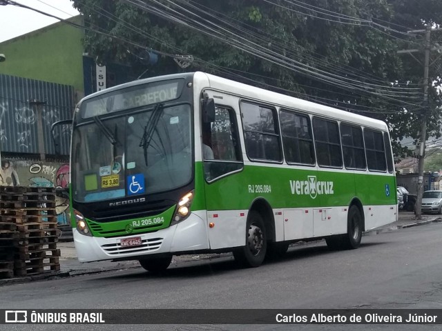 Viação Vera Cruz RJ 205.084 na cidade de Rio de Janeiro, Rio de Janeiro, Brasil, por Carlos Alberto de Oliveira Júnior. ID da foto: 6914143.