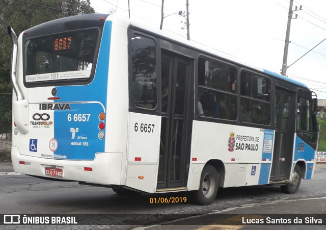 Transwolff Transportes e Turismo 6 6657 na cidade de São Paulo, São Paulo, Brasil, por Lucas Santos da Silva. Número da foto: #6917795.