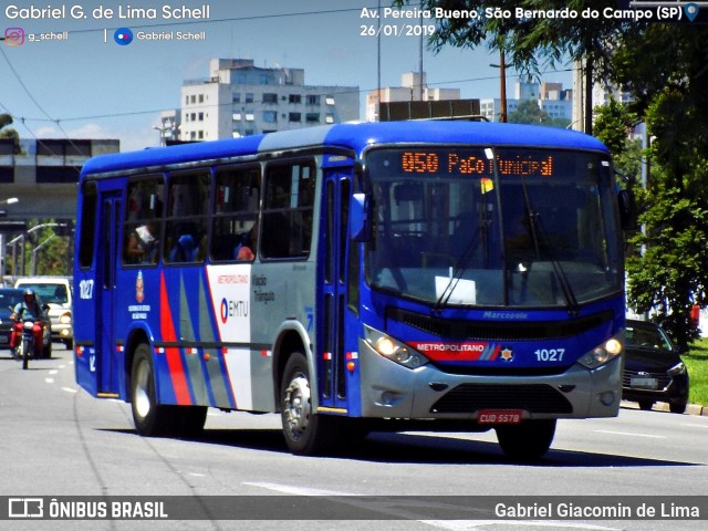 Auto Viação Triângulo 1027 na cidade de São Bernardo do Campo, São Paulo, Brasil, por Gabriel Giacomin de Lima. Número da foto: #6856792.