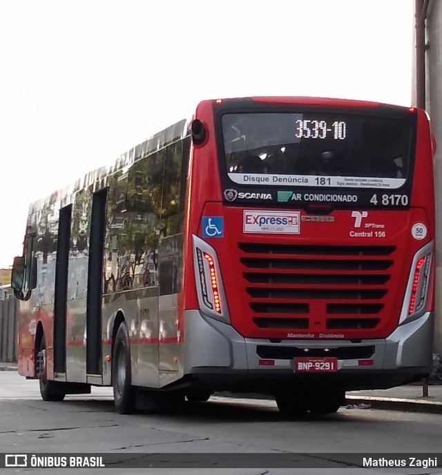 Express Transportes Urbanos Ltda 4 8170 na cidade de São Paulo, São Paulo, Brasil, por Matheus Zaghi. ID da foto: 6859421.