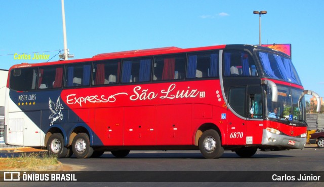 Expresso São Luiz 6870 na cidade de Goiânia, Goiás, Brasil, por Carlos Júnior. Número da foto: #6858886.
