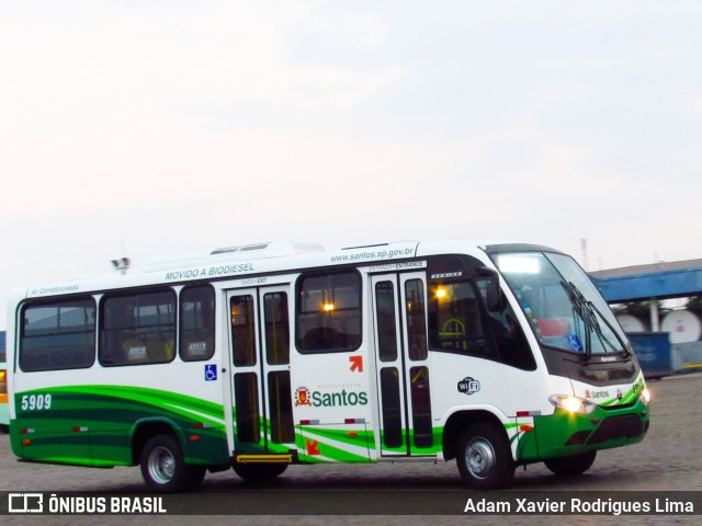 Viação Piracicabana Santos 5909 na cidade de São Vicente, São Paulo, Brasil, por Adam Xavier Rodrigues Lima. ID da foto: 6859640.