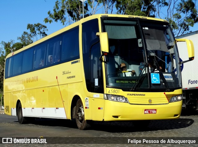 Viação Itapemirim 45801 na cidade de Caruaru, Pernambuco, Brasil, por Felipe Pessoa de Albuquerque. ID da foto: 6865490.