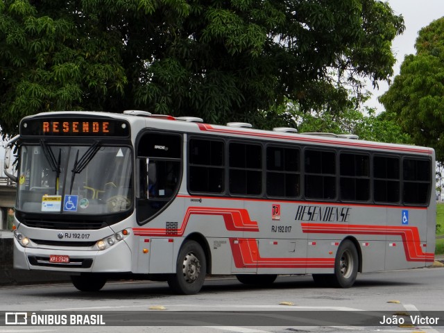 Viação Resendense RJ 192.017 na cidade de Resende, Rio de Janeiro, Brasil, por João Victor. ID da foto: 6934972.