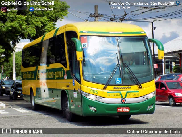 Viação Rápido Brasil 996 na cidade de São Paulo, São Paulo, Brasil, por Gabriel Giacomin de Lima. Número da foto: #6964150.