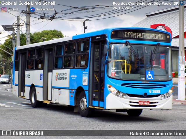 Viação Paratodos > São Jorge > Metropolitana São Paulo > Mobibrasil 6 3688 na cidade de São Paulo, São Paulo, Brasil, por Gabriel Giacomin de Lima. Número da foto: #6964176.
