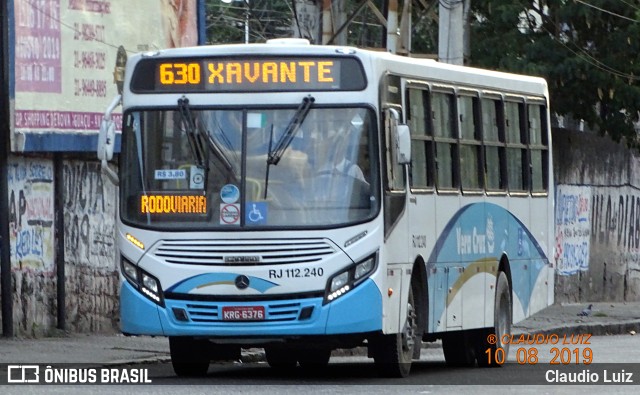 Auto Viação Vera Cruz - Belford Roxo RJ 112.240 na cidade de Nova Iguaçu, Rio de Janeiro, Brasil, por Claudio Luiz. ID da foto: 6963751.