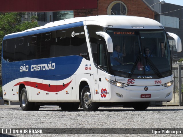 Viação São Cristóvão 2590 na cidade de Divinópolis, Minas Gerais, Brasil, por Igor Policarpo. ID da foto: 6967093.