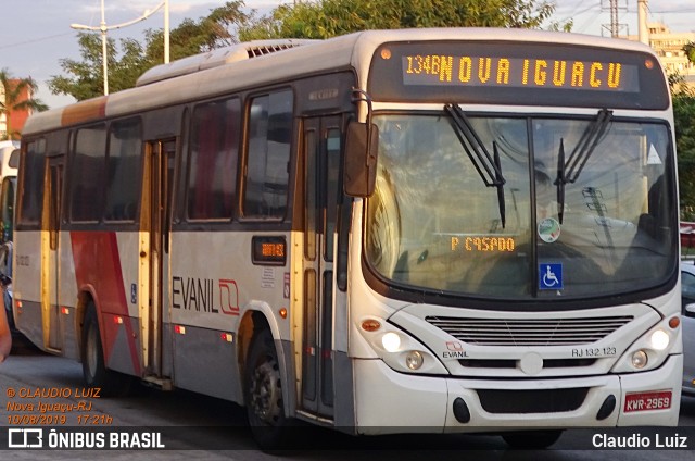 Evanil Transportes e Turismo RJ 132.123 na cidade de Nova Iguaçu, Rio de Janeiro, Brasil, por Claudio Luiz. Número da foto: #6969663.