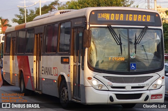 Evanil Transportes e Turismo RJ 132.123 na cidade de Nova Iguaçu, Rio de Janeiro, Brasil, por Claudio Luiz. ID da foto: 6969663.