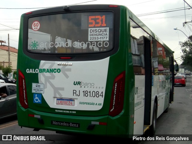 Viação Galo Branco RJ 181.084 na cidade de São Gonçalo, Rio de Janeiro, Brasil, por Pietro dos Reis Gonçalves . ID da foto: 6972024.