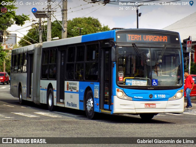 Viação Cidade Dutra 6 1180 na cidade de São Paulo, São Paulo, Brasil, por Gabriel Giacomin de Lima. Número da foto: #6972123.