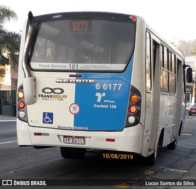 Transwolff Transportes e Turismo 6 6177 na cidade de São Paulo, São Paulo, Brasil, por Lucas Santos da Silva. ID da foto: 6975609.