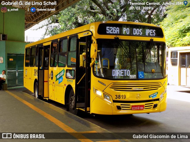 Auto Ônibus Três Irmãos 3819 na cidade de Jundiaí, São Paulo, Brasil, por Gabriel Giacomin de Lima. ID da foto: 6977815.