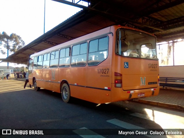 Araucária Transportes Coletivos 17027 na cidade de Araucária, Paraná, Brasil, por Mayron Cesar  Colaço Teixeira. Número da foto: #6976277.