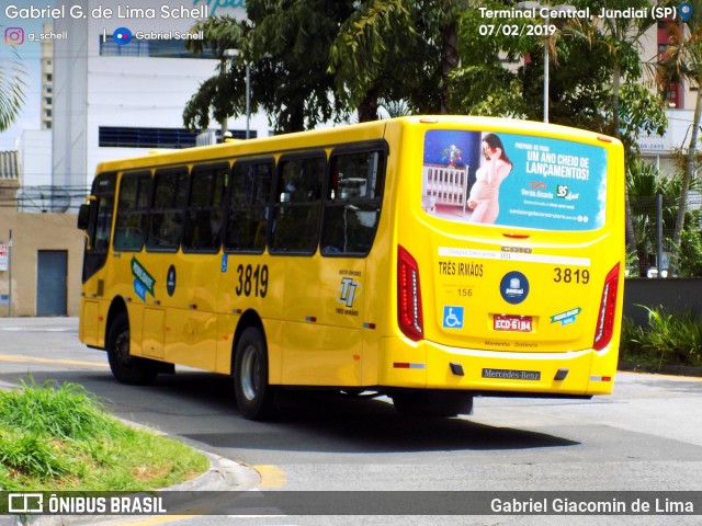 Auto Ônibus Três Irmãos 3819 na cidade de Jundiaí, São Paulo, Brasil, por Gabriel Giacomin de Lima. Número da foto: #6980529.