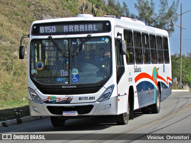 Auto Viação Salineira RJ 111.001 na cidade de Arraial do Cabo, Rio de Janeiro, Brasil, por Vinícius  Christófori. ID da foto: 6979310.