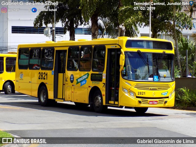 Viação Jundiaiense 2821 na cidade de Jundiaí, São Paulo, Brasil, por Gabriel Giacomin de Lima. ID da foto: 6980581.